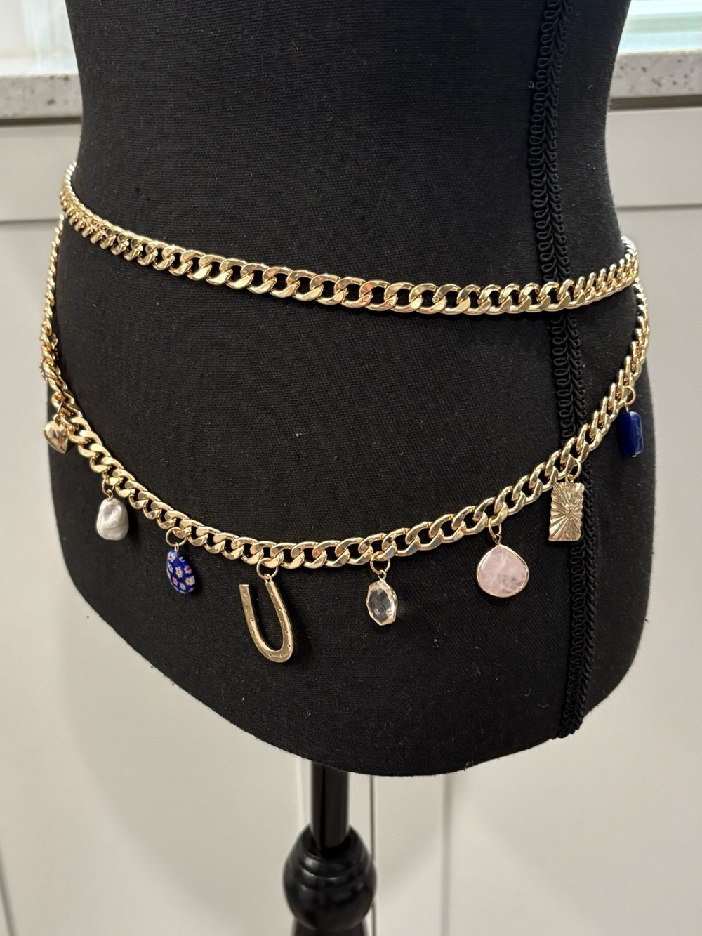 NWT Atterri Gold Chain Charm Waist Belt with Mixed Charms